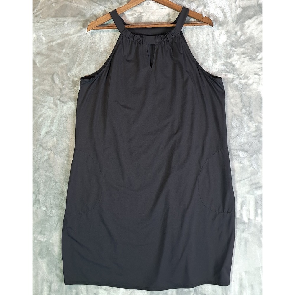 Lands End Charcoal Gray Halter Dress Plus Size 1X Sleeveless Shift with Pockets
